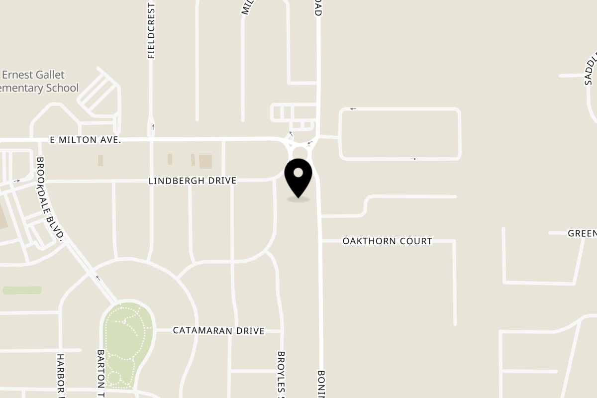 Map showing the location of Tad's Louisiana Cooking Youngsville on 2600 Bonin Rd in Youngsville